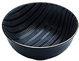 Zafferano Black Stone - Porzellan Schälchen, Durchmesser 120 mm, Farbe Schwarz/Goldrand, spülmaschinengeeignet - Set 6-teilig