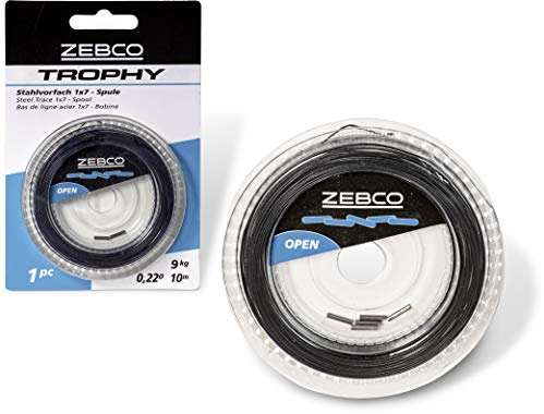 Zebco Qualitäts Trophy Stahlvorfach 1x7 Spule sicheres Vorfach Material Spinnfischen Angel-Zubehör Hecht Angeln, 6-15 kg, Grau, 13.21752 pounds, Einzel, 13.21752