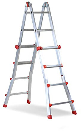 Scala telescopica multiposizione in alluminio, SCALISSIMA LIGHT 8+8, Made in Italy. Portata Max 100KG. Peso 8,5 KG. Per uso domestico ed hobbistico