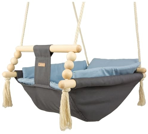 Bascule pour bébé (dessin: gris, bleu clair)