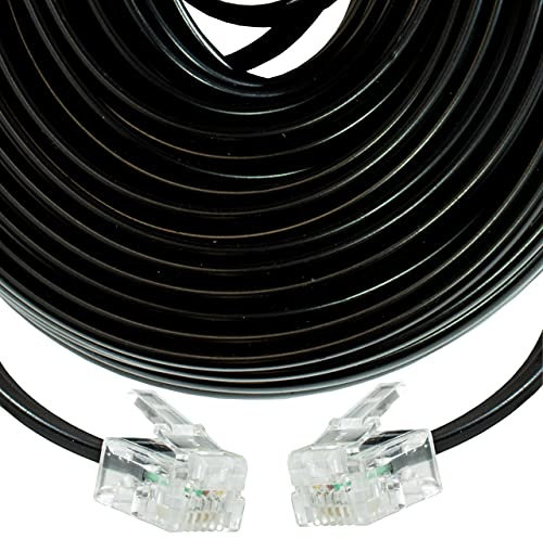 Pebble Eleven 15M Long RJ11 ADSL Modem Router Cable Fast Sky Broadband BT Telephone Wire Black