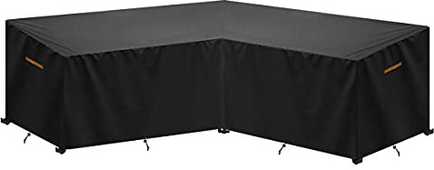 SanGlory L-Shaped Garden Sofa Cover Waterproof Outdoor Rattan Corner Sofa Covers UV Protected Corner Furniture Covers V-Shape Patio Sofa Furniture Couch Cover with Air Vents 254x254x85/80cm