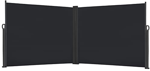 YRHome Toldo lateral doble, extensible, 160 x 600 cm, protección visual, opaco, cortavientos, protección visual para jardín, protección solar, para balcón, jardín, terraza, estor lateral, antracita