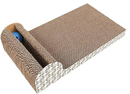 Intirilife Interaktiv kattskrap Kattleksak av brun wellpapp i 45.5 x 24.5 x 10.5 cm-storlek - För lekfull sysselsättning för din katt