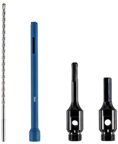 22mm x 300mm Long Diamond Core Drill Bit Set With Hex + SDS Adapter | For Concrete Masonry Brick Block Stone Granite. Includes SDS Adapter, Hex Shank Adapter & Centre Drill Bit / Pilot Drill Bit