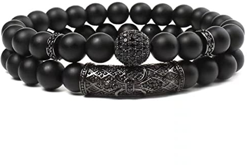 GDLKPYHS Blak Obsidian Bracelet, Handmade Beaded Bracelet 8MM Crystal Beads,Adjustable Stretch Bracelets,Protection Bracelet,Bring Good Luck, Prosperity and Happiness, Men's and Women's Gifts