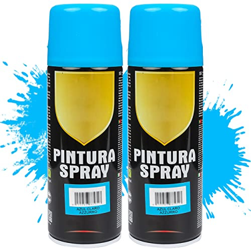 Etrexonline Pintura Spray Multicolor Profesional 400ml Adecuado Metal Madera y Plástico - Color Azul Claro (Paquete de 2)