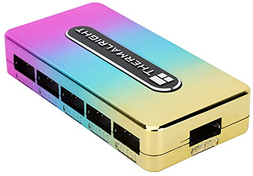 Thermalright ARGB Rev.A Hub Controller, SATA Netzteil Verwendet, Unterstützung von 10 ARGB Fangruppen PC-Lüftercontroller 10 Port 3 Pin für Beleuchtung Hub