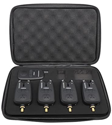 AGEM Bissanzeiger Angeln Set 4+1 mit Funk Karpfen LED Wasserdicht Angelzubehör Funkbissanzeiger 150m