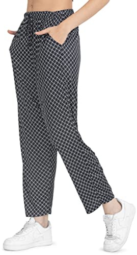 Kendindza Pantalones de verano para mujer largos ligeros pantalones de ocio con flores de algodón, 3XL