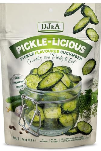 DJ & A Pickle-licious 9 x 50g Pickled Cucumbers - Ready to Eat Pickle-Flavoured Cucumber for Snack, Sandwich Filler, Radish, Salami, Sliced Ham and Dips- Zero Preservatives