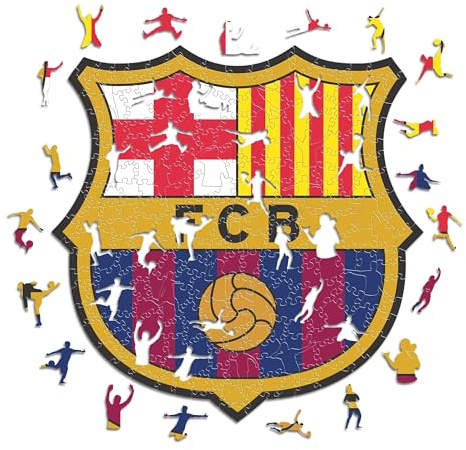 Iconic Puzzles, Logo Barcelona, Officiell produkt, träpussel för vuxna och barn, 100% hållbart trä, storlek M 250 bitar