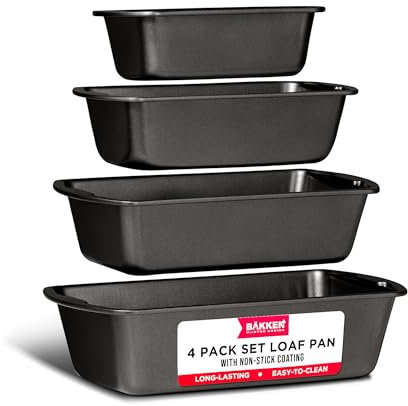 Loaf Pan Set 4-Piece - Deluxe Nonstick Carbon Steel Bakeware for Perfect Bread and Cakes – Dishwasher Safe, Premium Pans for Home Baking