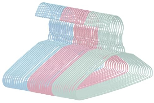 Duffy® Pack of 40 Bright Mixed Multi-Colour Galvanised Coat Clothes Hangers - Heavy Duty Strong Wire Hanger for Blouse Dress Shirt Jacket Pants 30cm (20)