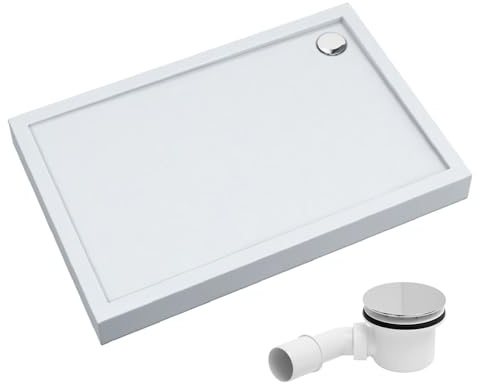 AQUABAD Duschwanne/Duschtasse | Komplettset Ultima mit LeakProtect Technologie Smooth White 90x100cm Rechteck | inkl. Ablaufgarnitur/Siphon Alcadrain A49CR