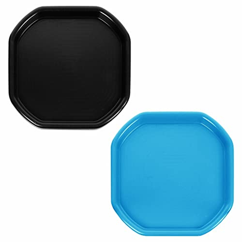 (PACK OF 2) - SMALL Mixing Tray 70cm x 70cm Plastic Tuff Tray Messy Activities Play Tray Cement Mortar Sand Plastering Fun School Play Time MIXING Palettes - (Black, Sky Blue)