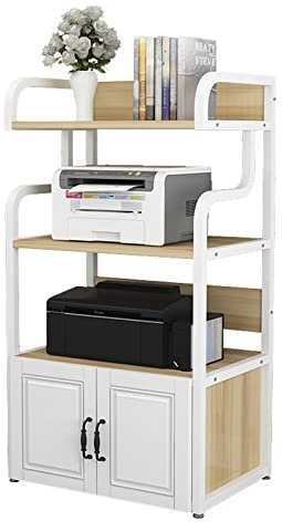 YCCHAH Home Printer Stand Printer Stand 4-Tier Standing Multi-Purpose Shelf Rack for Media Player Scanner Files Books Microwave Oven in Kitchen Living Room Printer Table For Home Office