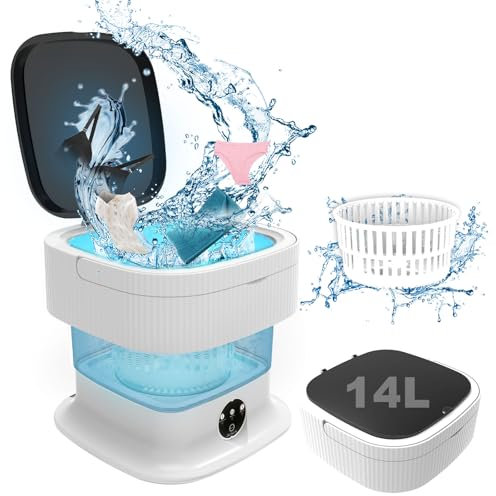 Lavadora de camping, 15 l, 2 kg, 2 en 1, pequeña lavadora con centrifugado, limpieza profunda de ropa interior, ropa de bebé, pantalones cortos, mini lavadora para camping, hotel