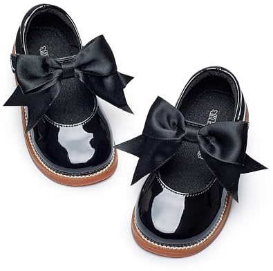 Kiderence Flache Abendschuhe für Mädchen, Schul-Oxford-Schuhe, Marry Jane (Kleinkind/Kleinkinder) Schwarz 24