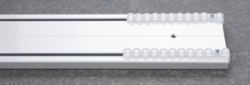 Binario per tende arricciate DUE CANALI-Installazione: soffitto-Movimento: manuale (senza corda)-Dimensioni: h.1 cm-l.9 cm-Colori: Bianco (BIANCO, CM 140)