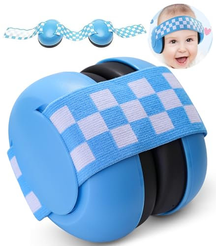 YANKUIRUI Protector de oídos para bebé, orejeras con reducción de ruido para bebés y niños pequeños de hasta 36 meses, auriculares ajustables y cómodos contra daños auditivos y mejoran el sueño, azul,
