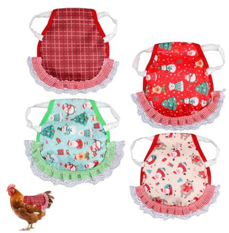 Gosknor 4uds Sillas Montar Pollo, Chaqueta Poliéster Primera Calidad Gallinas Monturas para Gallinas Proteger Las Plumas La Espalda Suministros Prácticos Gallinas Tamaño Pequeño a Mediano(Estilo B)