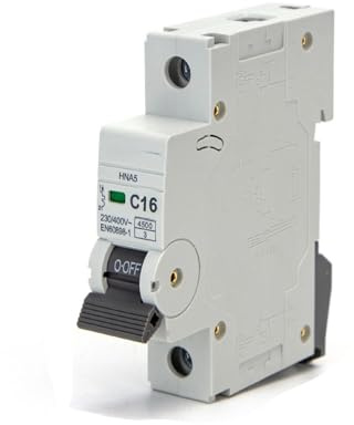 Disjoncteur automatique miniature 1P 16A Courbe C Gris - Protection de circuit idéal pour installations électriques compactes.