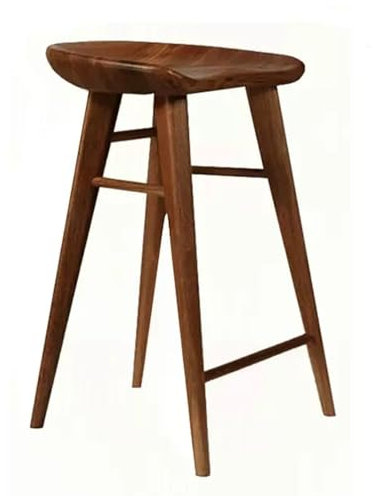 Tabouret de bar en bois massif avec dossier - 76,2 cm de haut - Chêne noyer noir (75 cm)