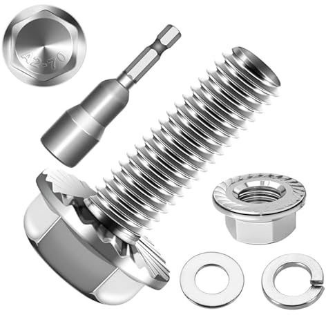 TXXATX 12 Stück M8x30 Sechskantschrauben m8 Schrauben Set Edelstahl A2 70 | Vollgewinde Außensechskan Flanschmuttern Federringe Unterlegscheiben Magnete Sechskant Stecknuss für Bauwesen Maschinen