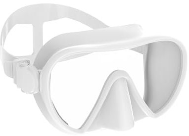 RLVYTA Schnorchelmaske Rahmenlose Maske für Tauchen und Schnorcheln, perfekt versiegelter Silikonrock, Schwimmbrille aus gehärtetem Glas Vollgesichtsmaske(White)