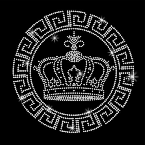 SUPERDANT Krone Strass Hotfix Zum Aufbügeln Bügelbild Strass Zum Aufbügeln Mit Kronenmuster DIY Stras Hotfix Transfer Patch Weißes Glitzer Stras Muster Dekoration Für T Shirts Taschen Kissen Jacken