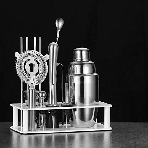 Juego de Utensilios de Bar, coctelera de Acero Inoxidable, Kit de Barman, Soporte de plástico