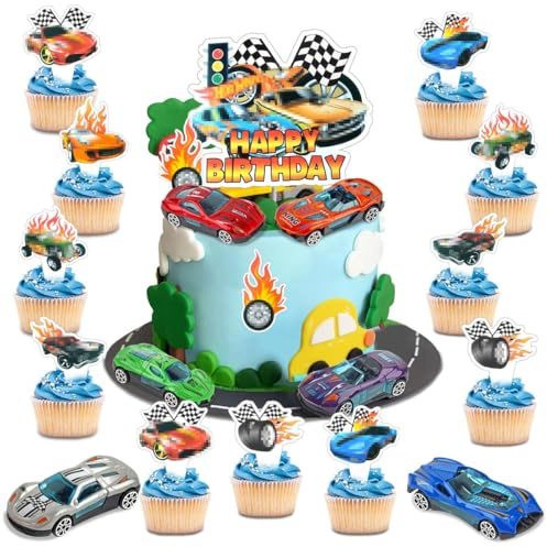 Cars Tortendeko, 35 Stücke Car Geburtstags Kuchen Dekoration, Auto Cake Topper, Tortendeko Kindergeburtstag, Küchendeko Kindergeburtstag, Kuchendeko Geburtstag fur Junge, Mädchen