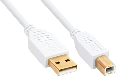 BIGtec 1,8m Druckerkabel USB Kabel A/B Datenkabel A-Stecker zu B-Stecker weiß vergoldet Datenkabel für Drucker Scanner Festplattengehäuse externe Festplatten