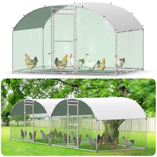 Hühnerstall 3x2m Hühnergehege Freilauf groß mit Dach – wetterfestes Freilaufgehege Hühner, Voliere Hühner, Kaninchengehege, Hühnerkäfig aus Stahl, Winterfest & UV-geschützt