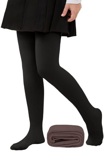 Joligiao Collants Thermiques Fille Collant Polaire Fille Enfants Collants Chauds Opaques d'Hiver Collant Épais Extensibles à Doux Double Doublure Taille Haute Leggings Pantalon de Danse Ballet