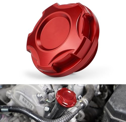 Bevinsee Tapa de filtro de aceite Compatible with 4Runner 2012-2024, FJ Cruiser Tundra 2012-2014, 12180-31020, aluminio rojo