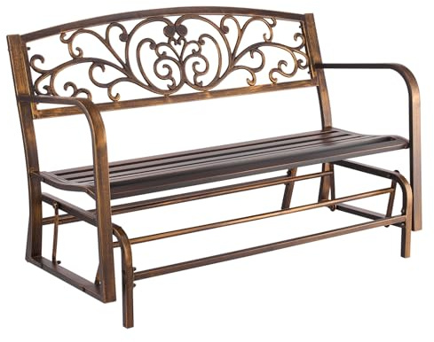 VEVOR Gartenbank Gartenmöbel Bänke 127 cm 250 kg Tragkraft, Terrassenbank mit Metallrahmen aus Karbonstahl, Balkonbank mit Armlehnen, Verandabank für Garten Park Hof Terrasse, Antikbronze