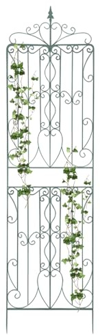 Enrejado de metal, 65 x 237 cm, enrejado de jardín, enrejado de hierro, 2 unidades de enrejado alrededor de las vides, clemátides dulces, vientos, hiedra, guisantes (verde)
