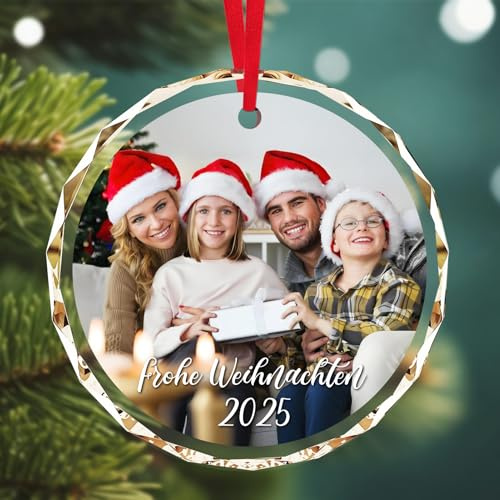 Personalisierte Weihnachtskugeln mit Foto - 2025 Personalisierter Kristall Foto Weihnachtskugeln für Weihnachten, Home Decor Weihnchten Geschenke Weihnachtsdekorationen für Paare, Familie, Freunde