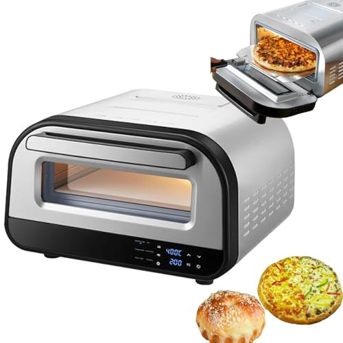 TYH Forno Elettrico per Pizza da 12, 1700W 400℃ Pizzaiolo da Banco, Display LCD, Controllo Intelligente della Temperatura e Timer, Grill Portatile e Forno per Pizza, per Cucina Domestica Ristorante