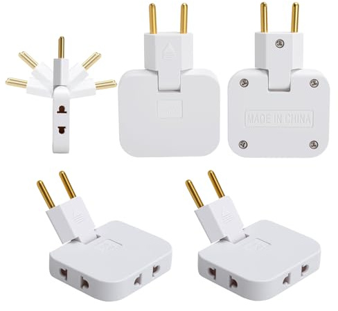 4PCS Flachstecker Mehrfachsteckdose US to EU Adapter Mehrfachsteckdose Flach mit 3 Adapter Steckdose Steckdosenadapter Flach mit 180° Drehgelenk Winkelsteckdose 180 Grad für den Heimgebrauch Reisen