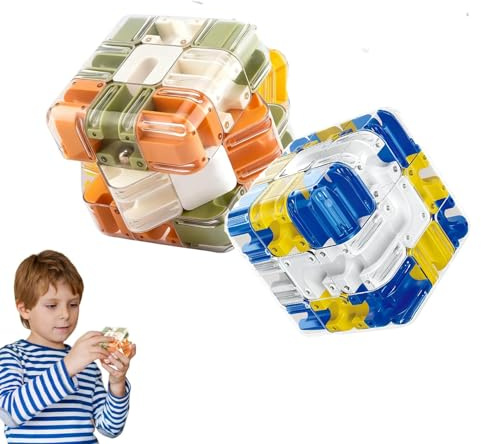 Großes Labyrinth 3D Puzzle Würfel, 3D Puzzles Maze Cube, 2-in-1 Kugellabyrinth Zauberwürfel Spielzeug, Logik- und Konzentrationsspielzeug für Kinder & Erwachsene, Lernspielzeug Geschenk (A+C)