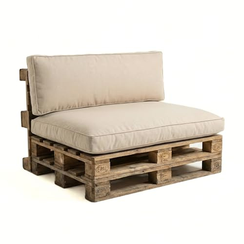 Gutekissen® Palettenkissen Set für Gartenmöbel – Sitz- und Rückenkissen für Europaletten, Outdoor Auflagen für Palettensofa & Lounge PWK (Creme, Rückenlehne 120x60)