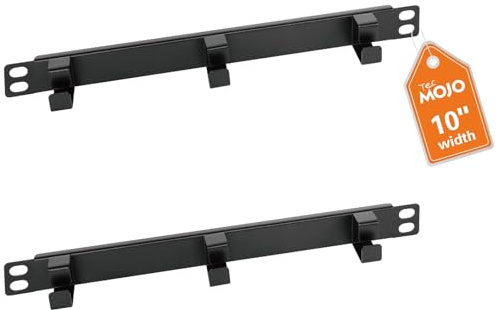 Tecmojo Gestión de cables horizontal de 10 0,5U con 3 anillas en D, organizador de cables para montaje en rack de metal para armarios de servidores y armarios de red de 10, color negro (2 unidades)
