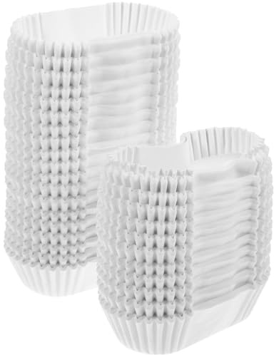 Milisten Caissettes en Papier Sulfurisé pour Cupcakes et Muffins, Lot de 1000 Moules Rectangulaires Blancs Résistants la Chaleur, Anti-graisse, pour Pâtisserie, Boulangerie