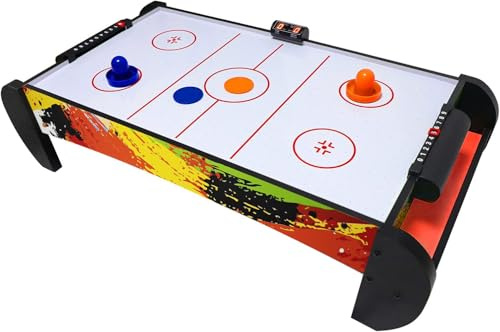 Air Hockey Tisch für Kinder | Tabletop Air Hockey für Kinder, Mädchen, Jungen, Teenager mit Air Hockey Pucks und Paddeln, elektronische Fans