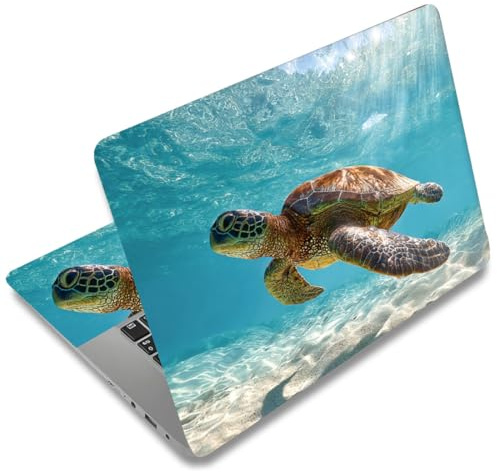 SUPERDANT 3 Stück Meeresschildkröte Laptop Haut 38x27cm Kürzbar Entfernbar Pvc Folie Aufkleber Hülle Für 12 13 14 15 15.6 Zoll Notebook Ozean Kunst Schutz Bunt