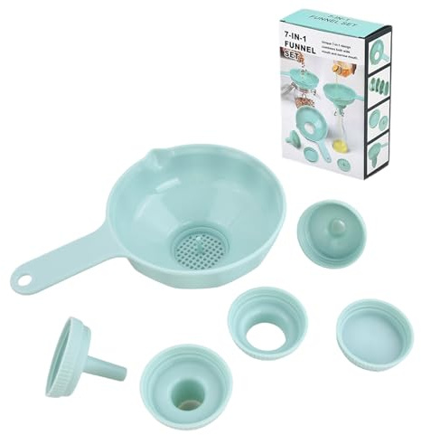 Küchen Trichter Set mit Sieb, Weithals Einmachtrichter mit 4 Ausgießergrößen, Lebensmittelqualität PP Kunststoff Funnel zum Befüllen von Ölflaschen, Gewürzgläsern, Sprühflaschen & Gläsern