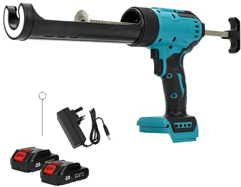 Cordless Electric Caulking Gun Compatible with Makita 18V Batteries, 6 Speed Adjustable, Anti-Drip Sealant Gun with 2x2000mAh-Batteries & LED Light for Sealing & Filling